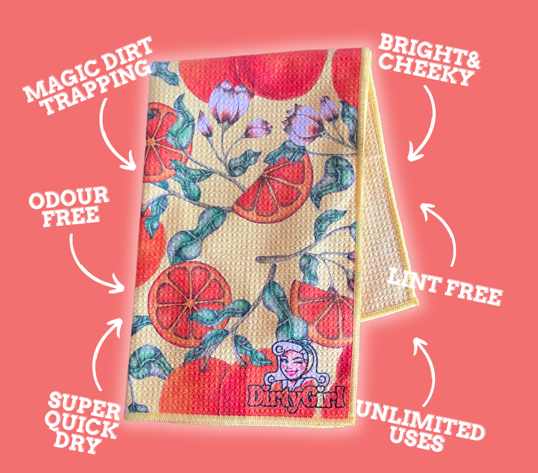 Premium Lint Free Tea Towel - Tangerine Dream | DirtyGirl