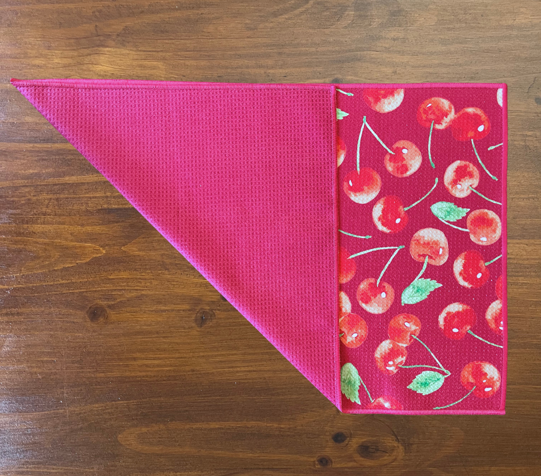 Folded Absorbent Tea Towel - Cherry Crush | DirtyGirl