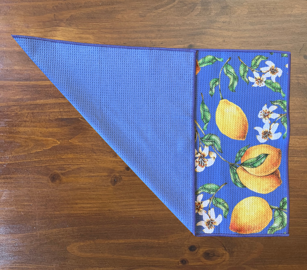 Folded Lemon Burst Tea Towels | Quick-Dry & Absorbent | DirtyGirl