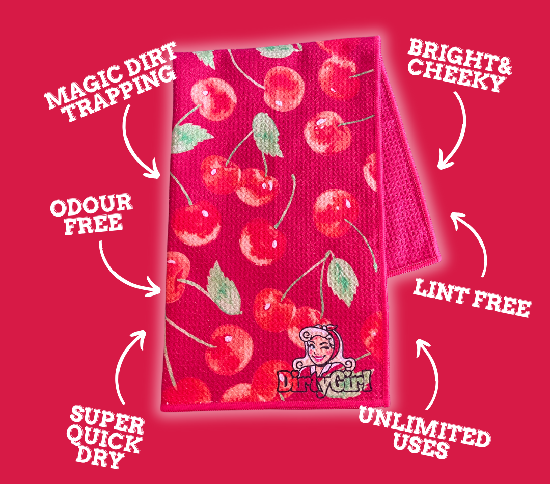 DirtyGirl Absorbent Tea Towel Benefits - Cherry Crush
