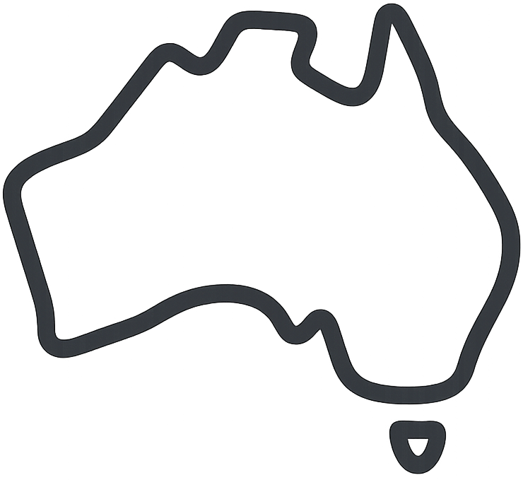 icon of a australian map that matches the shopify provided icons